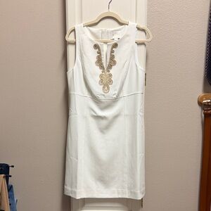 Lilly Pulitzer White Dress with Gold Embroidery New with Tags